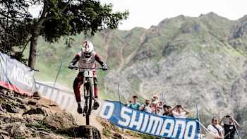 Greg Minnaar performs at Lenzerheide DH World Cup Qualis in Switzerland on July 7, 2017