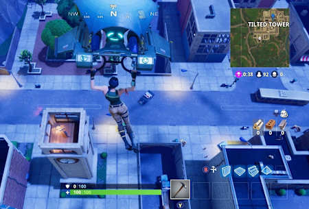 Land on the tallest building in Tilted Towers