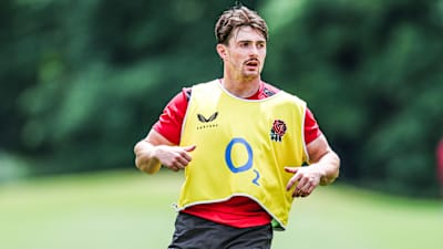 Raffi Quirke during an England Rugby training session at Pennyhill Park