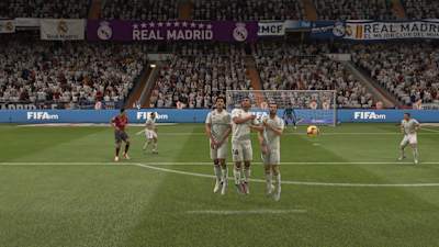 Vallejo forms a wall with his Real team-mates