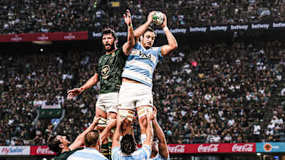 Franco Molina takes a lineout for Argentina against South Africa