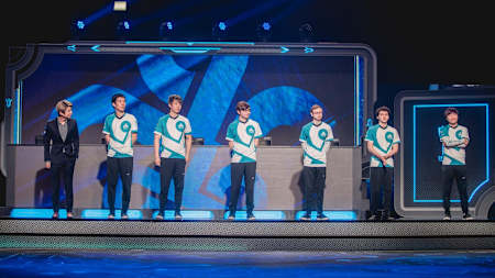 Could9 line up on stage at worlds