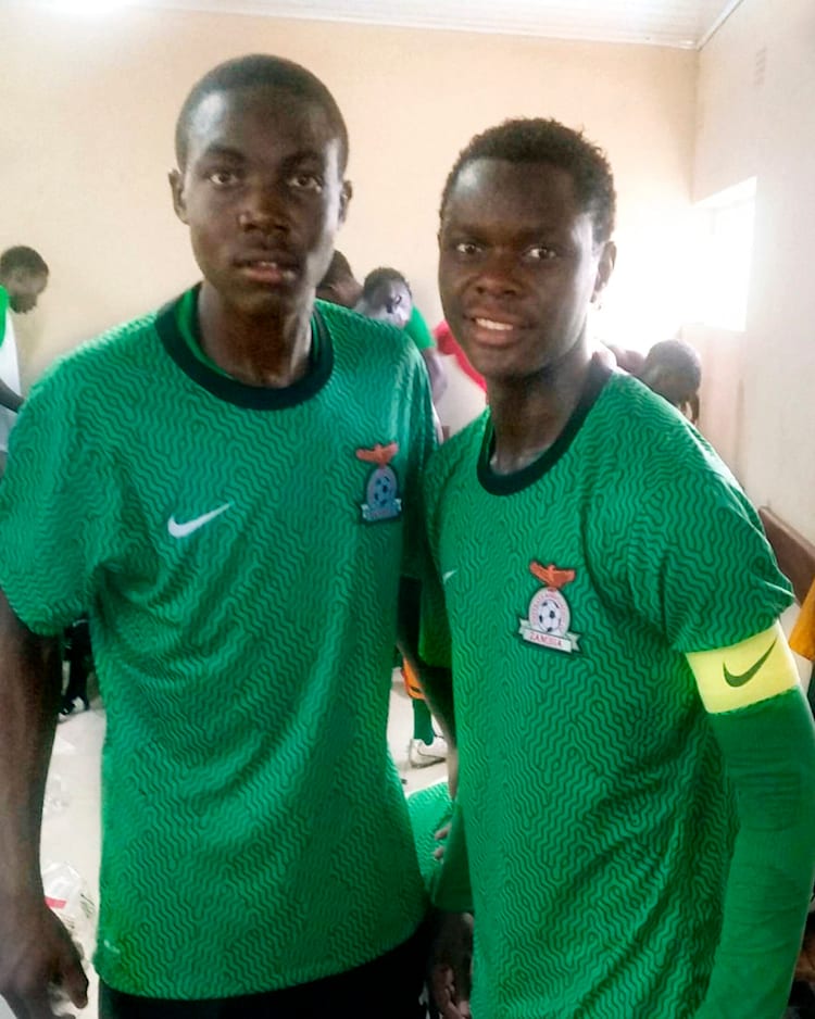 Enock Mwepu and Patson Daka in the Zambian national kit
