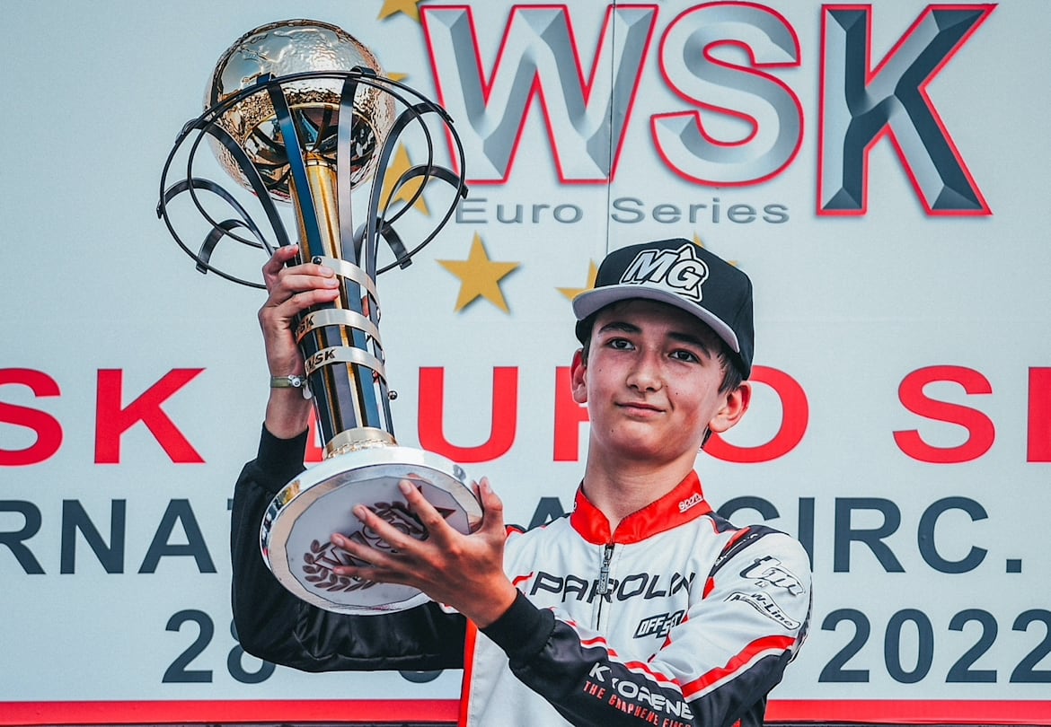 Enzo Deligny on the podium of WSK