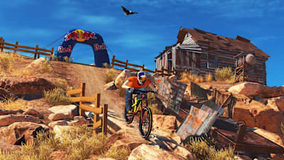 Artwork of the mobile mountain biking video game Bike Unchained 2.