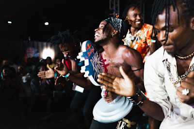 Joel Immortal with his friends celebrating his win at Red Bull Dance Your Style 2022 Kingston, Jamaica on July 9, 2022.  