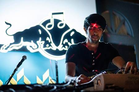 Shatrunjai Rai Dewan aka Monophonik performs during a show.