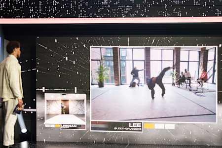 B-Boy Lee on screen during the Red Bull BC One E-Battle 2021.