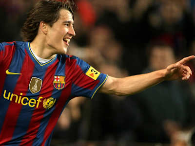 Bojan a celebrar pelo Barcelona em 2010