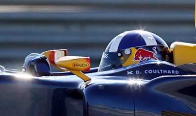 A photo of David Coulthard in the Red Bull Racing cockpit at testing in 2006.