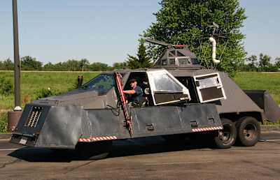 Tornado Intercept Vehicle parked up with Ronan P Nagle in the driver's seat.