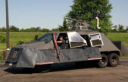 Tornado Intercept Vehicle parked up with Ronan P Nagle in the driver's seat.