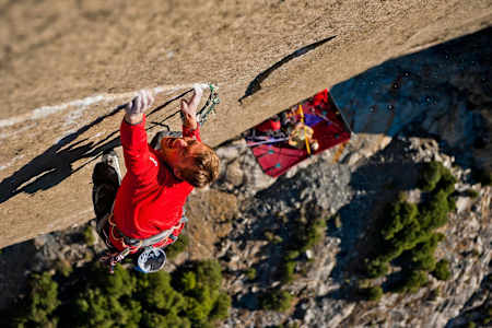 Leo Houlding climbing at El Capitan in Yosemite National Park in California, USA.