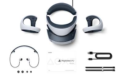 Unas gafas, 2 controladores, auriculares y accesorios.
