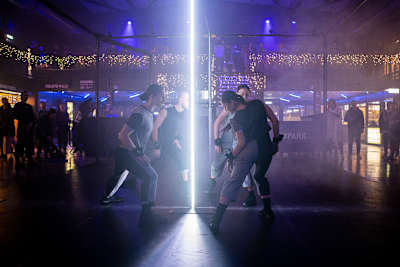 A photo of dancers performing during grime ballet, London Sketchbook.