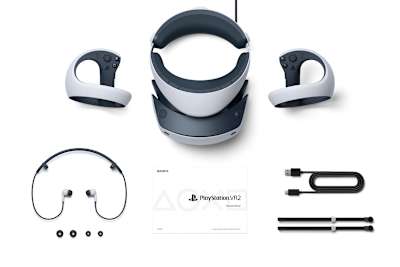 Ein Headset, 2 Controller, Kopfhörer und Zubehör