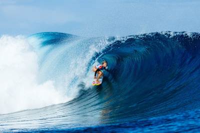 Canadian surfer Erin Brooks rides the tube on her way to winning the Fiji Pro.