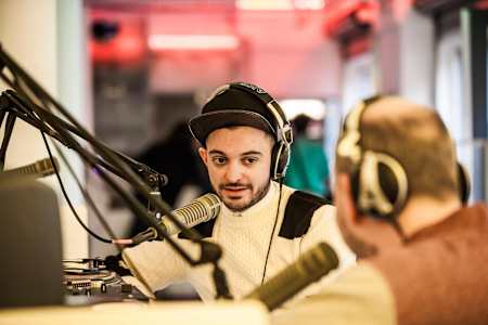 A photo of Aeroplane in the Red Bull Radio studio.