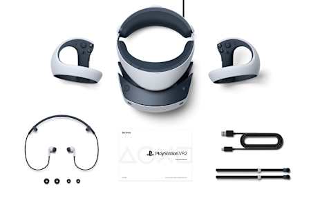 Unas gafas, 2 controladores, auriculares y accesorios.