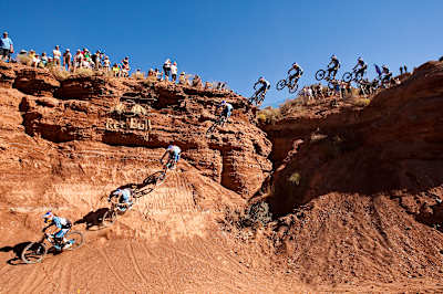 Gee Atherton's iconic gap-to-wall ride at Red Bull Rampage 2010 in Virgin, Utah, USA. 