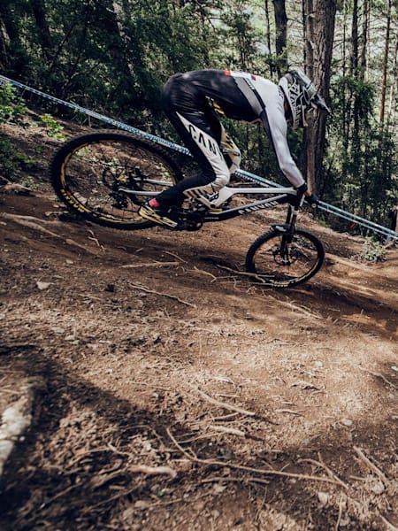 Mark Wallace performs at the UCI DH World Cup Rd 4 finals in Vallnord, Andorra on July 1, 2017.
