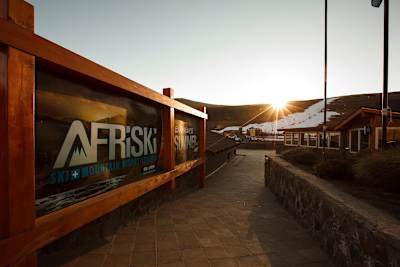 Afriski sign and ski slope seen at Lesotho.