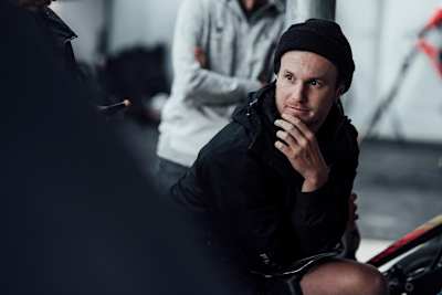 Portrait of Kurt McDonald in the pits at Val di Sole.