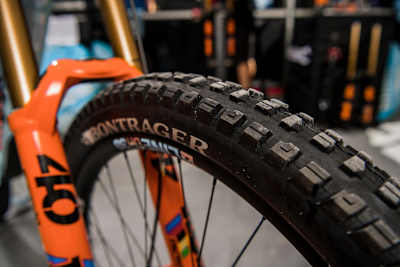Bontrager G5 2.5” width front and rear Bontrager G5 2.5” width front and rear on Rachel Atherton's Trek Session 9.9