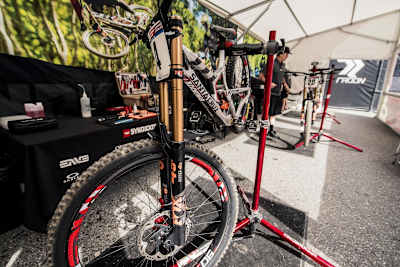 Vergier's bike ready for qualifying Loris Vergier's bike in the team pits