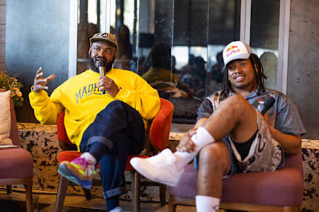 Selema Masekela and Zeb Powell share during Burton Culture Shifters. 