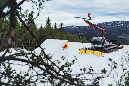 Jesper Tjäder performs during the filming for Unrailistic 2.0 in Are, Sweden on May 26, 2019.