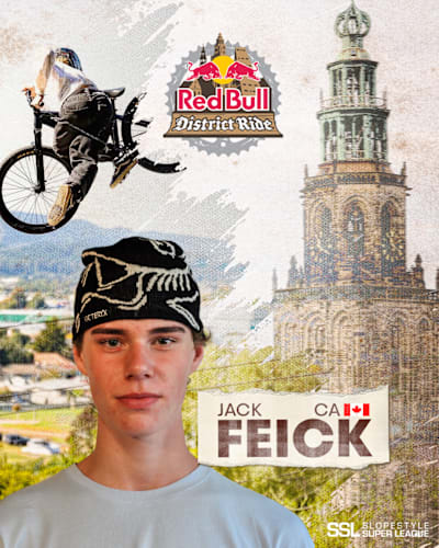 Rider graphic for Red Bull District Ride 2026 featuring Jack Feick.