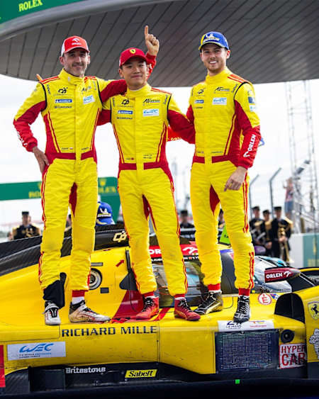 He and team-mates Phil Hanson and Yifei Ye celebrated Le Mans win on Sunday