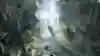 Screenshot aus Infinity Nikki zeigt die Heldin, die an einer Blume über ein Tal vor einem Wasserfall segelt.