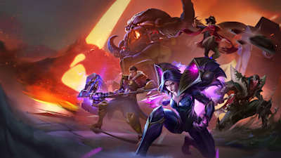 Artwork featuring a number of LoL characters.