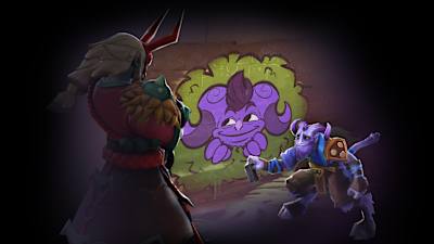 Artwork of Dota characters using a spray