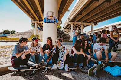 Participants prepare to skate at Red Bull Drop In Tour in St. Petersburg, Florida, USA, on February 3, 2022.
