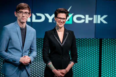 League of Legends game casters 'Froskurinn' and 'Vedius'.