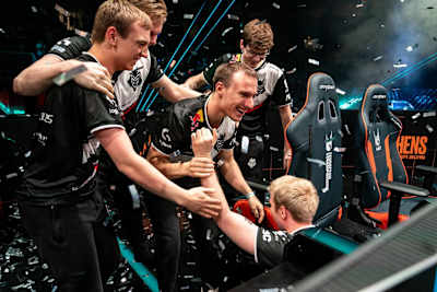 A shot of esports team G2 celebrating.