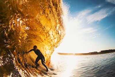 Aussie ex-pat Micah Lester surfing at Thurso East, Scotland