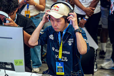 Tsunehiro 'Gachikun' Kanamori readies up for one of his first matches of the weekend at EVO Championship Series in Las Vegas in 2025. 