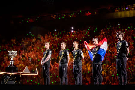 G2 Esports pose during the Worlds 2019 opening ceremony.