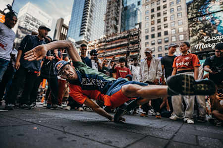 Lilou at the Red Bull BC One Guerrilla Cypher in New York City Time Square