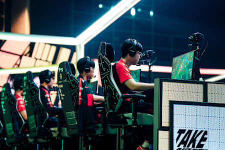 T1 competes at the League of Legends Mid-Season Invitational Finals on May 29, 2022 in Busan, South Korea.