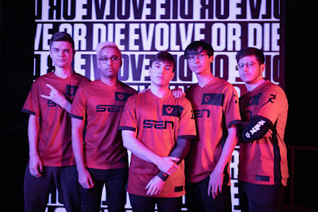 Team Sentinels poses at the VALORANT Champions Tour 2021: Stage 2 Masters.