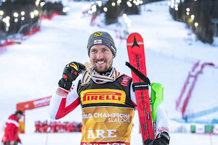 Marcel am Ziel in Are: Gold im Slalom!