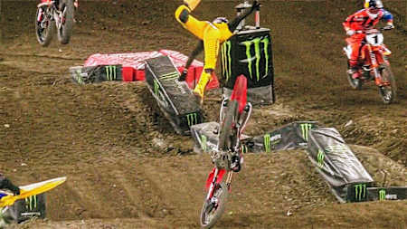 A violent crash on Jan. 21, 2017, launched Roczen high into the air in front of a sellout crowd in Anaheim. Seconds later he would smash to the ground and pulverize his arm.