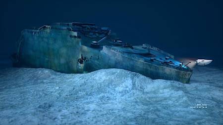 Titanic wreck illustration.