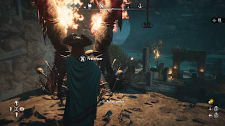 Screenshot aus Skull and Bones zeigt einen Piraten beim Entzünden eines Piratenfeuers.