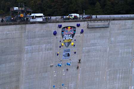 The course at Red Bull Dual Ascent 2022 in Verzasca, Switzerland. 